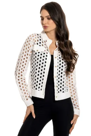Adore, Eyelet, Heavy Lace Jacket in White