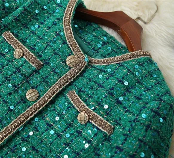 Blazer & Rok Set - Dames - Versierd met prachtige metalen kettingen, pailletten en goud