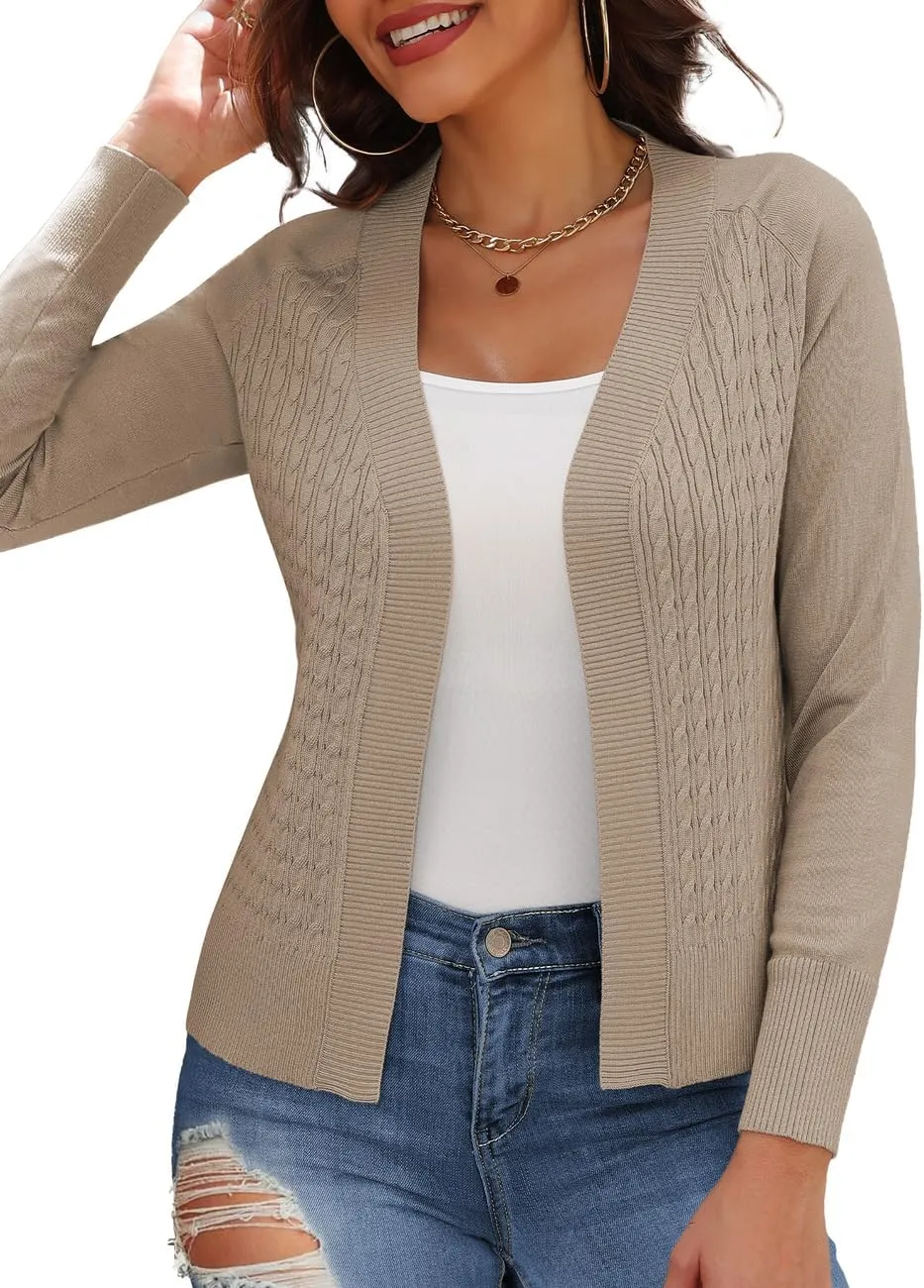 CPOKRTWSO Women's Cardigan Sweaters Lightweight Casual Long Sleeve Cable Knit Open Front Cardigans for Women Trendy(S-XL)