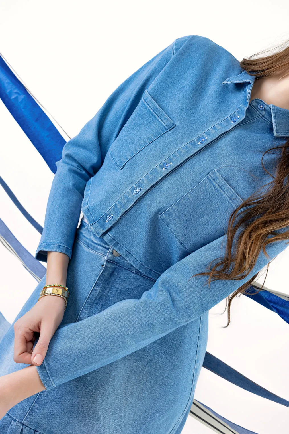 Denim Gathered Jacket