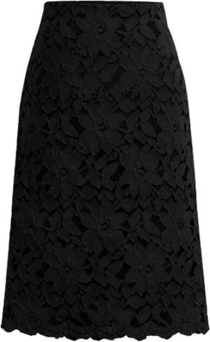 FMCHICO Skirt for Women's Floral Lace Elegant Midi Skirts Premium Stretch Office Pencil Skirts High Waist Casual Dress