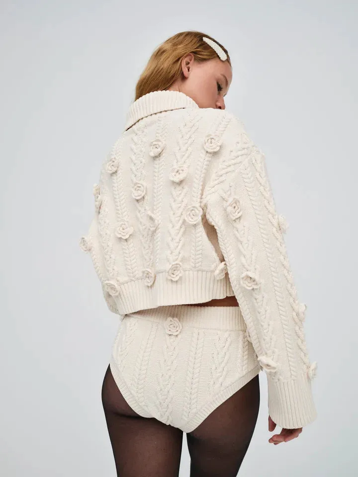 For Love & Lemons Martina Cropped Sweater