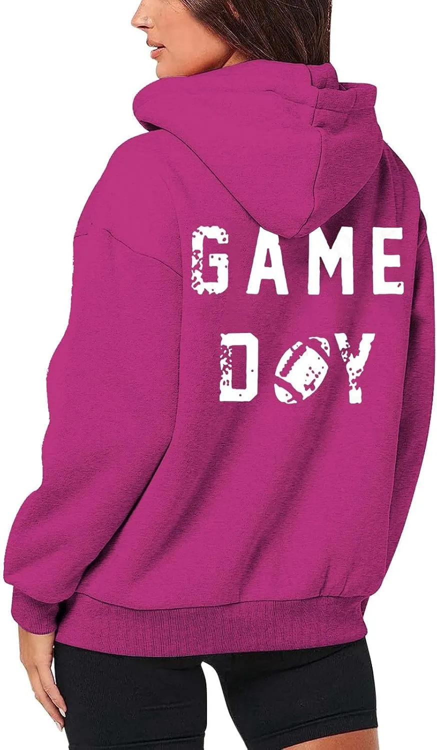 Game Day Zip Up Hoodies for Women Oversized Y2K Hooded Zipper Football Sweatshirts Casual Comfort Graphic Jackets