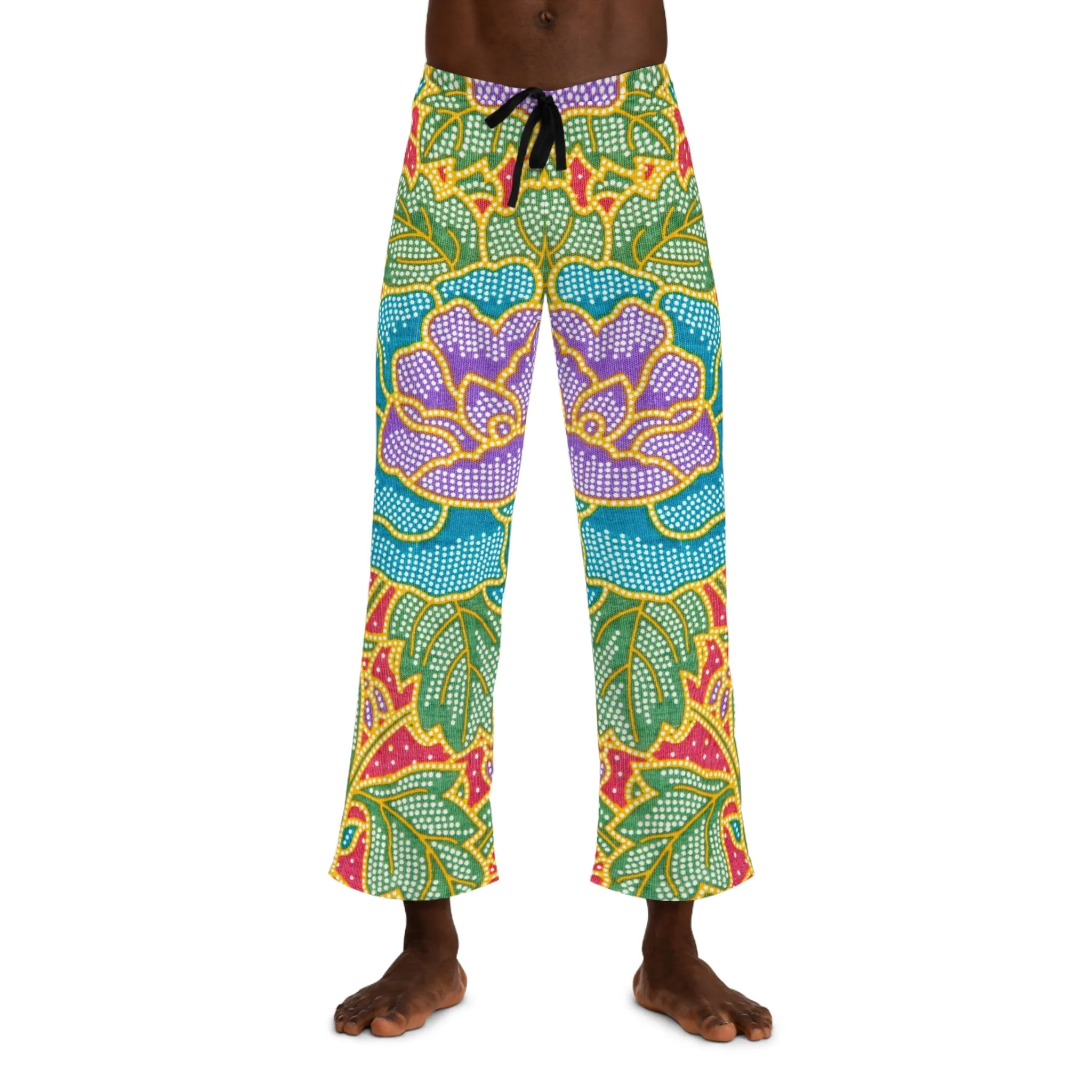 Green and red flowers - Inovax Men's Pajama Pants