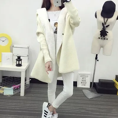 Lambs wool Coat cardigans women   autumn/winter warm thicken women wool coat