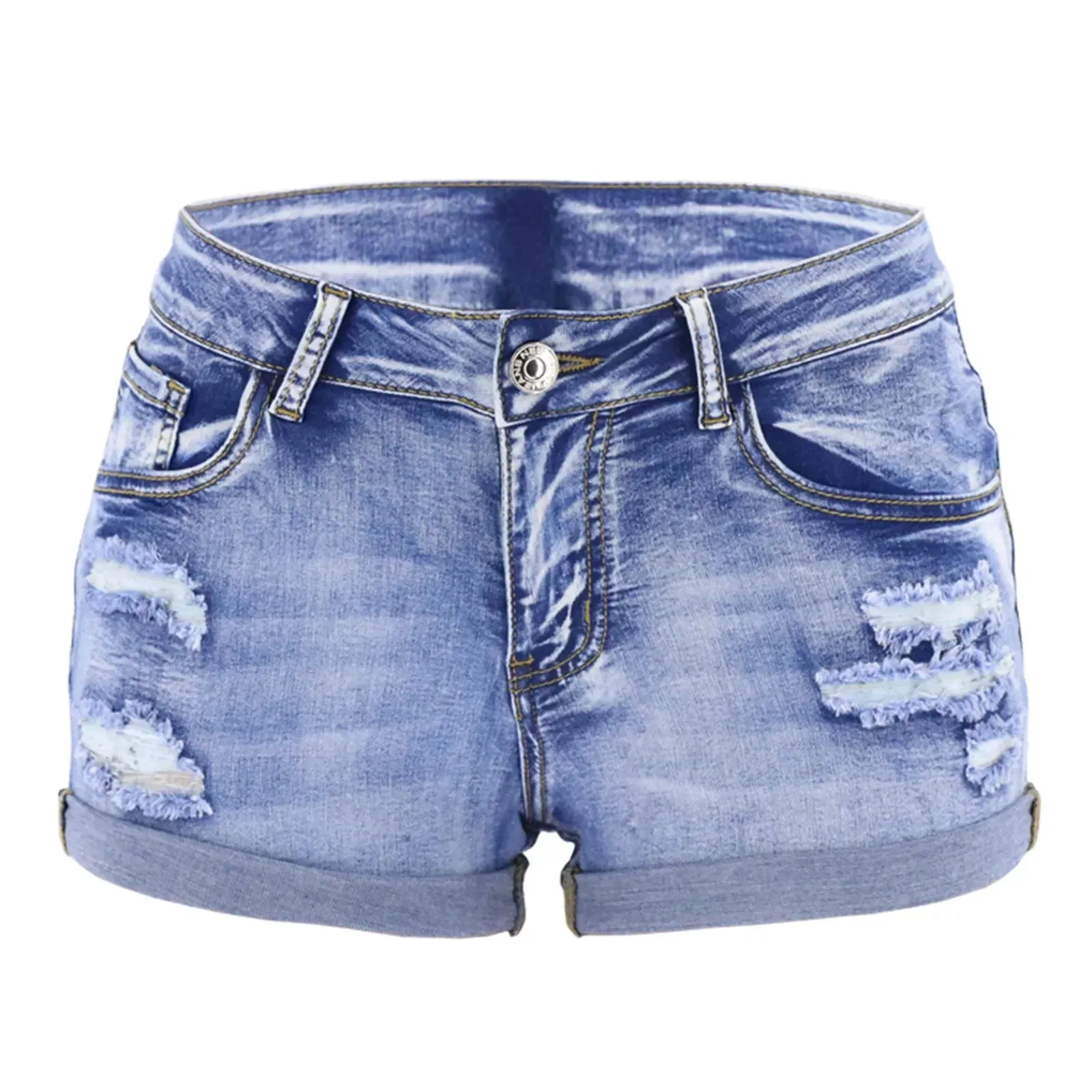 LIANE  Casual Mid-Waist Denim Shorts