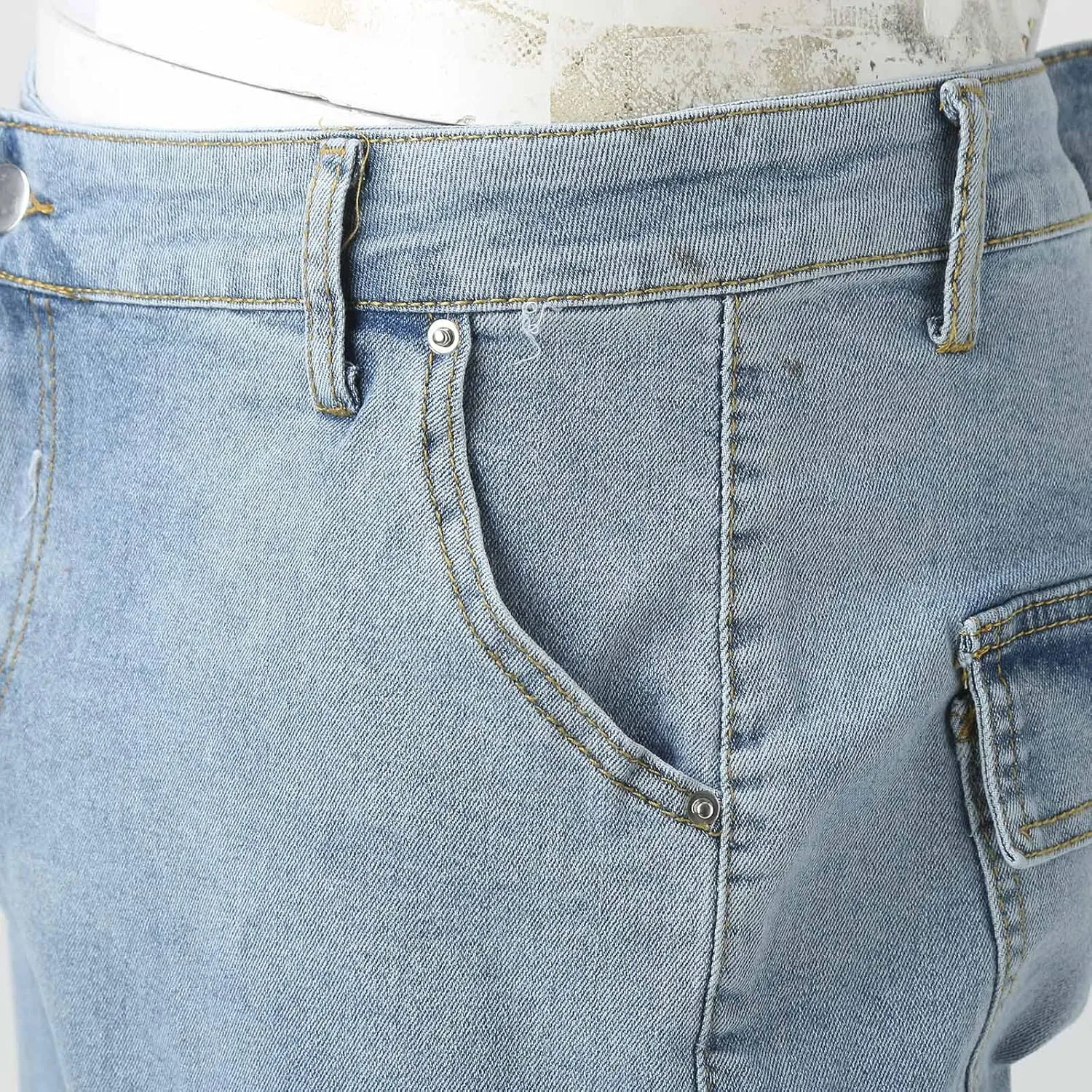 Mens Skinny Cargo Jeans Slim Fit Stretch Casual Fashion Hiphop Jeans Straight Leg Comfort Flex Waist Cargo Denim Pants
