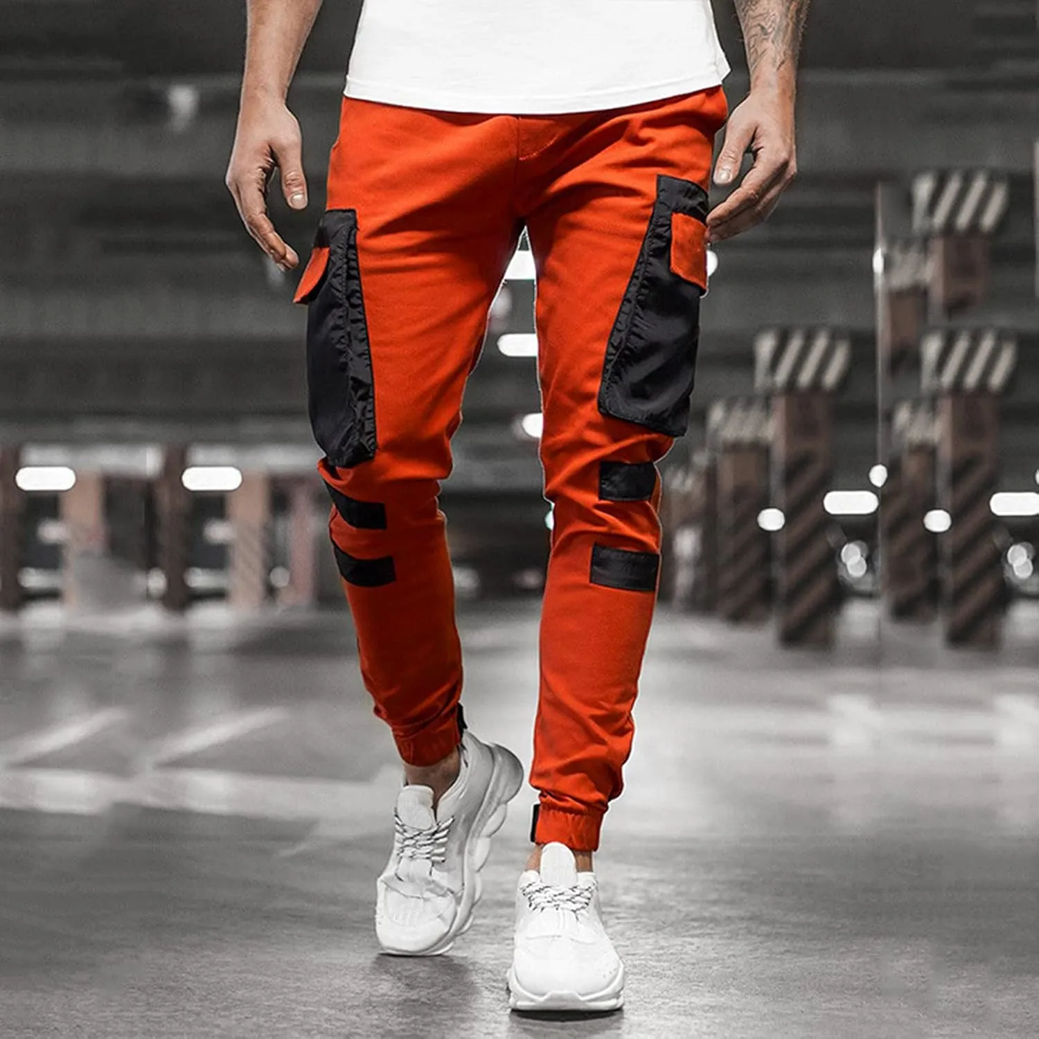 Mens Workout Cargo Sweatpants Pant Men Pants Hiking Athletic Mens Cargo Pants Outdoor Hiking Trouser Multi Pockets