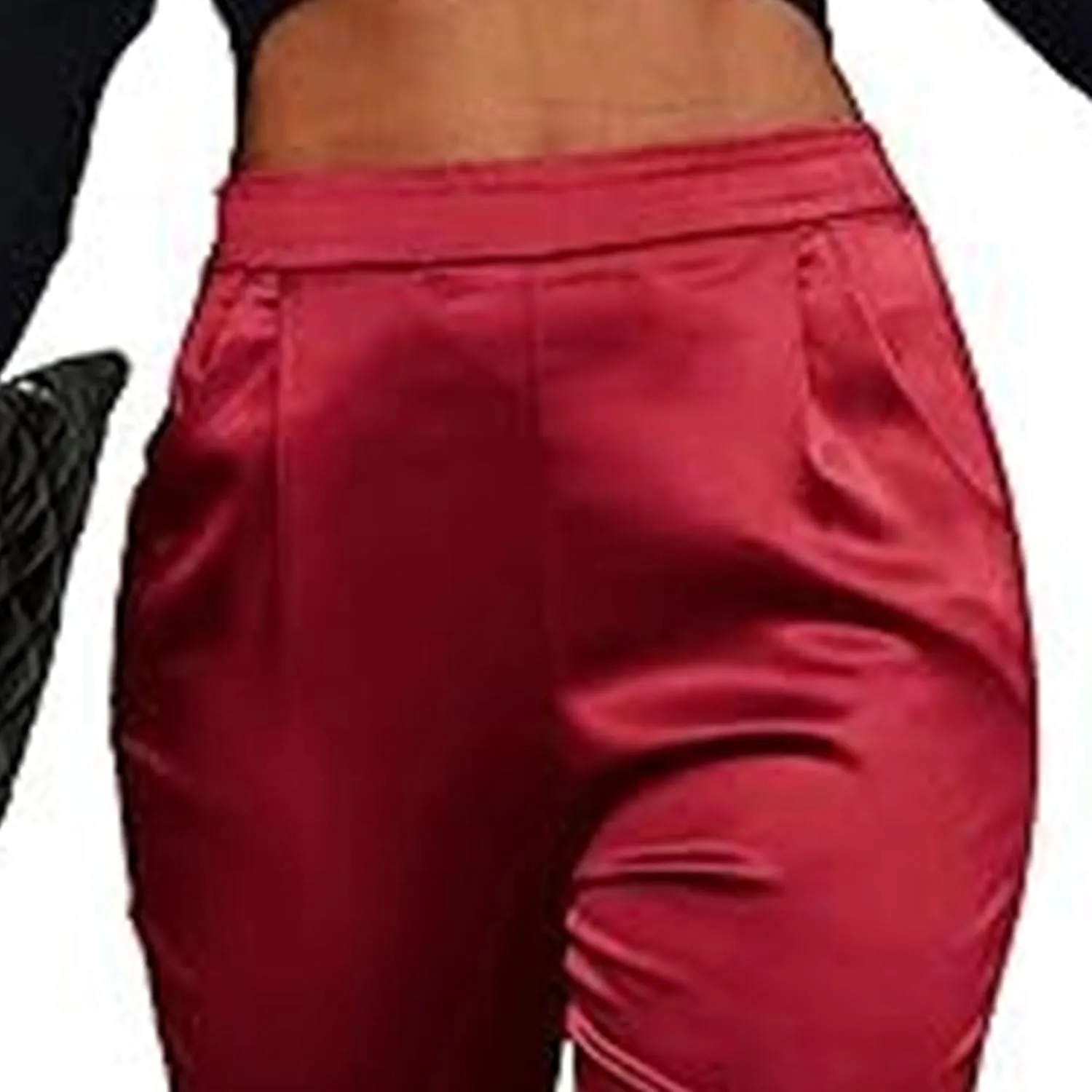 Pants for Women Satin Dress Casual Pleated Pull On High Waist Dressy Pants with Pockets 2025 Summer Trendy Trouser
