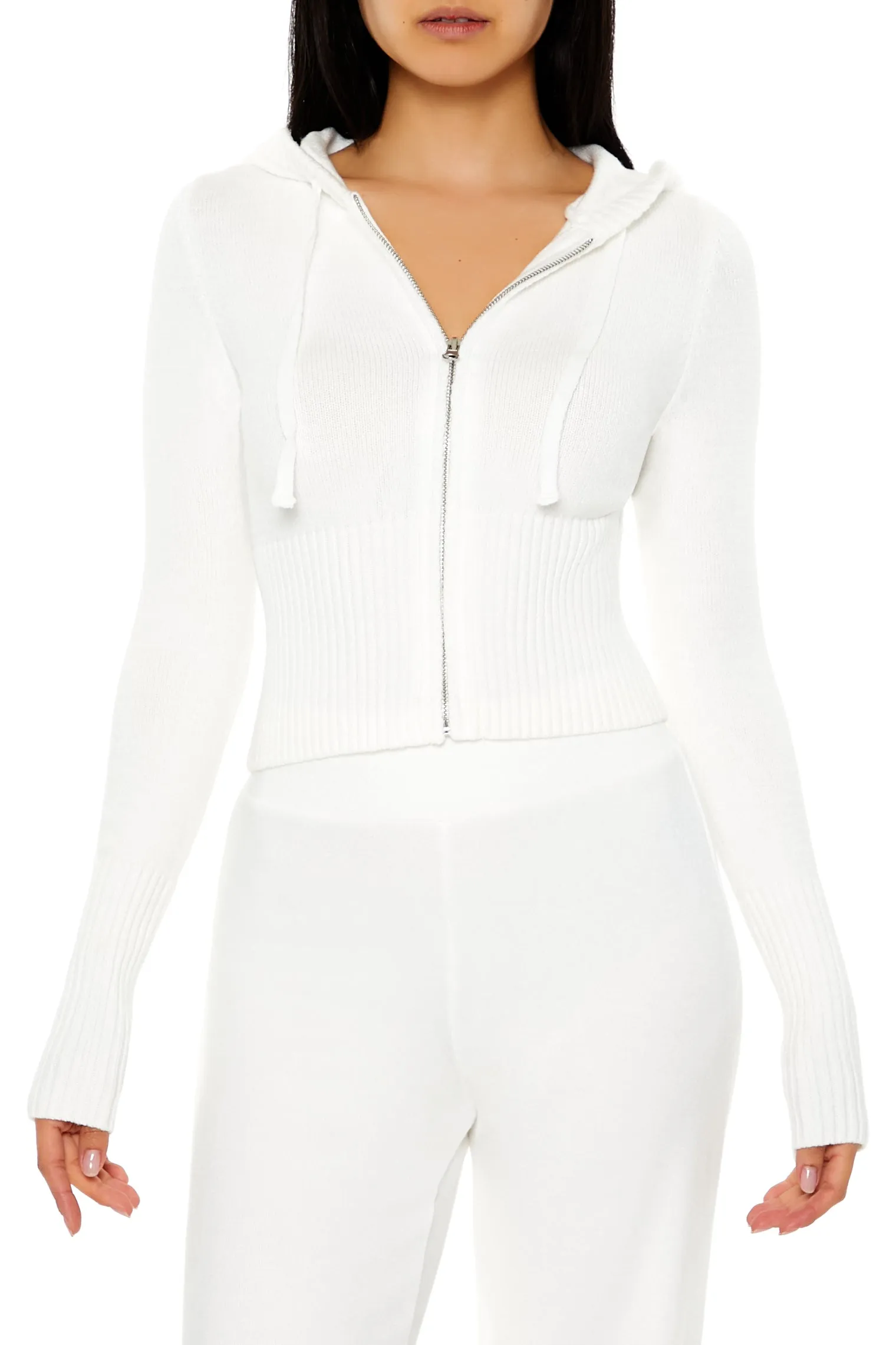 Ribbed Knit Zip-Up Sweater