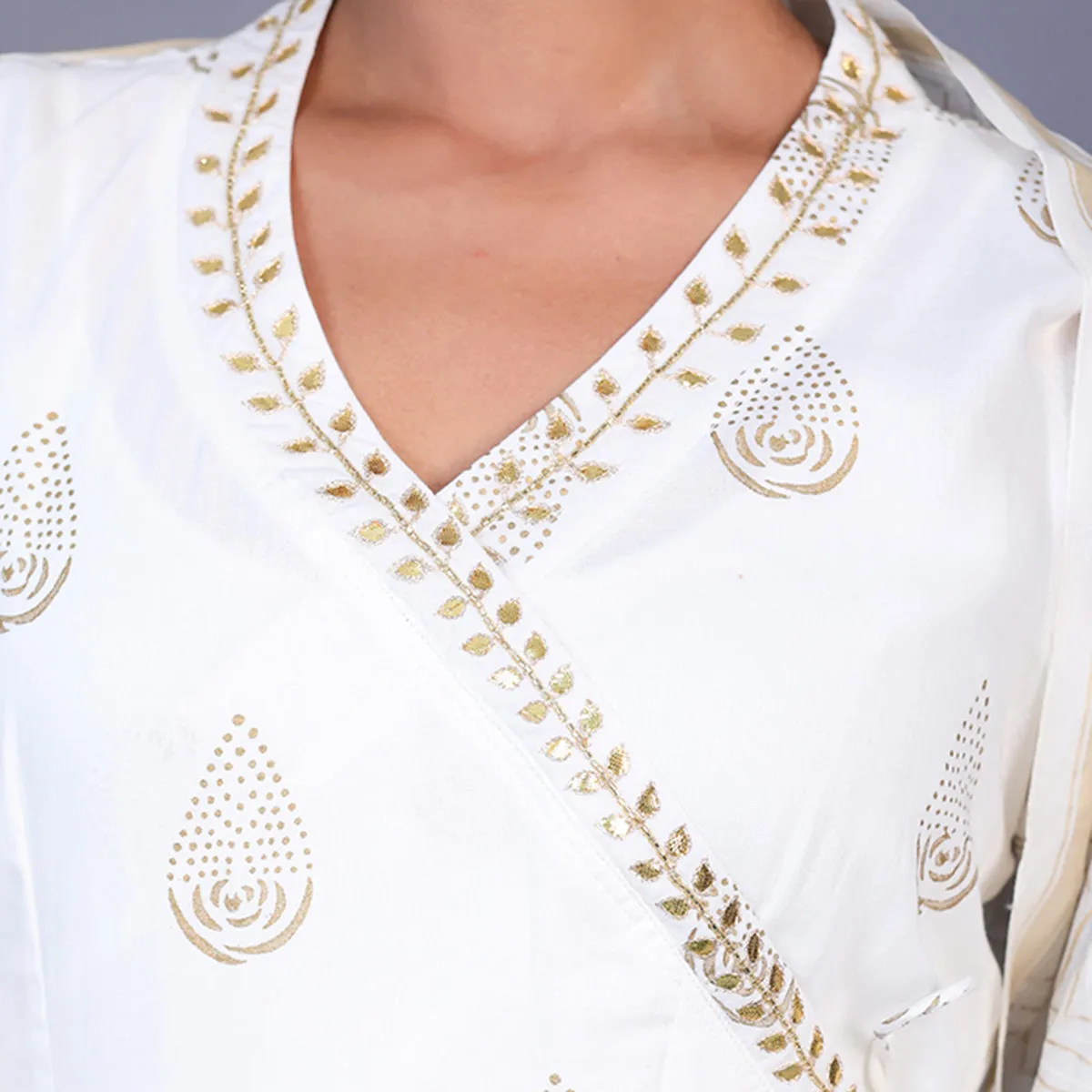 Silk Kurta Set For Women | Kurta, Pant & Dupatta | Printed | White