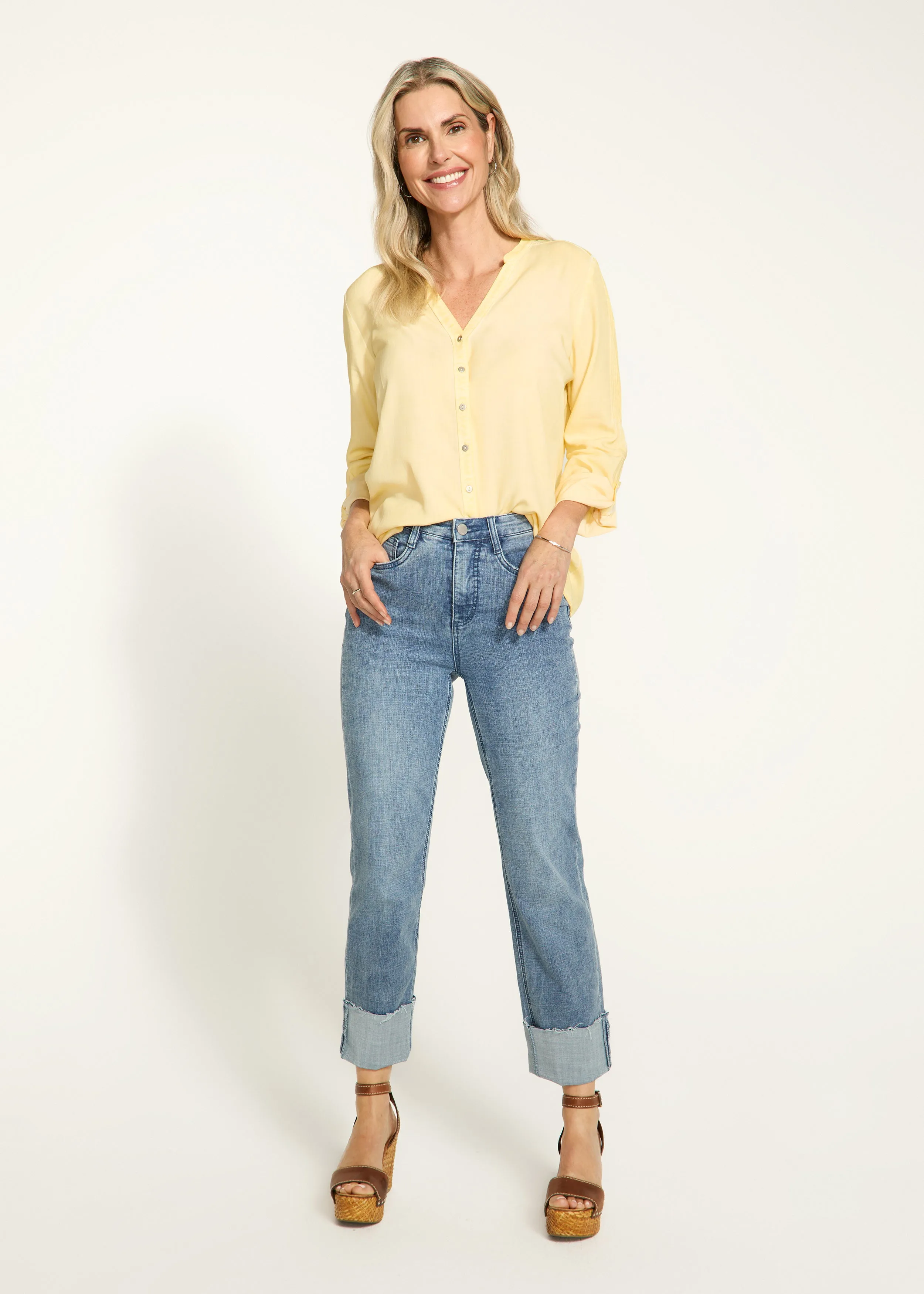 Suzanne Straight Crop Denim, Light Wash