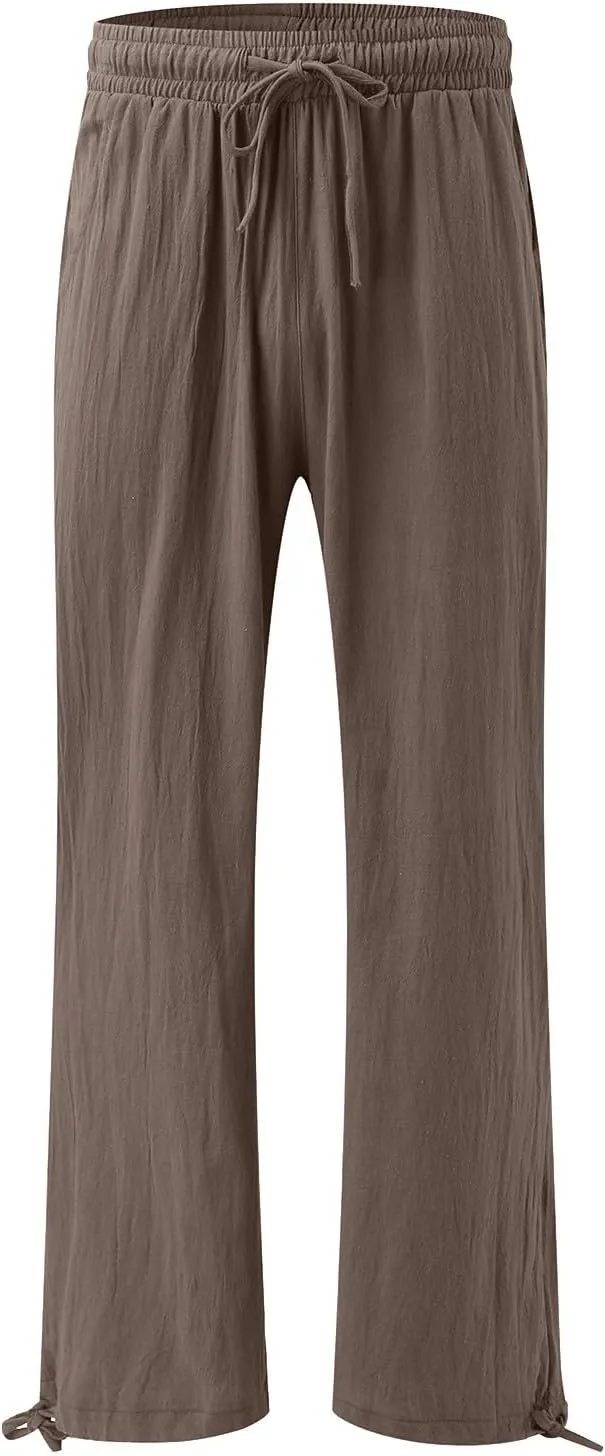 Wide Leg Linen Pants for Women Casual Summer Palazzo Pants Lightweight High Waisted Flowy Beach Pants 2024 Fashion