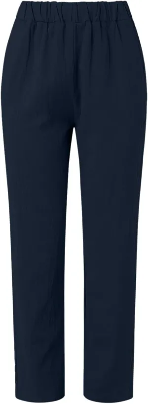 Women's Cotton Linen Pants Plus Size Elastic High Waist Comfy Straight Trouser Summer Casual Loose Pant with Pockets