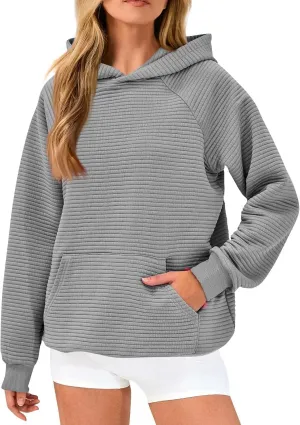 Women's Long Sleeve Hoodies Fashion Comfy Plain Hoodie with Pockets Loose Pullover Tops